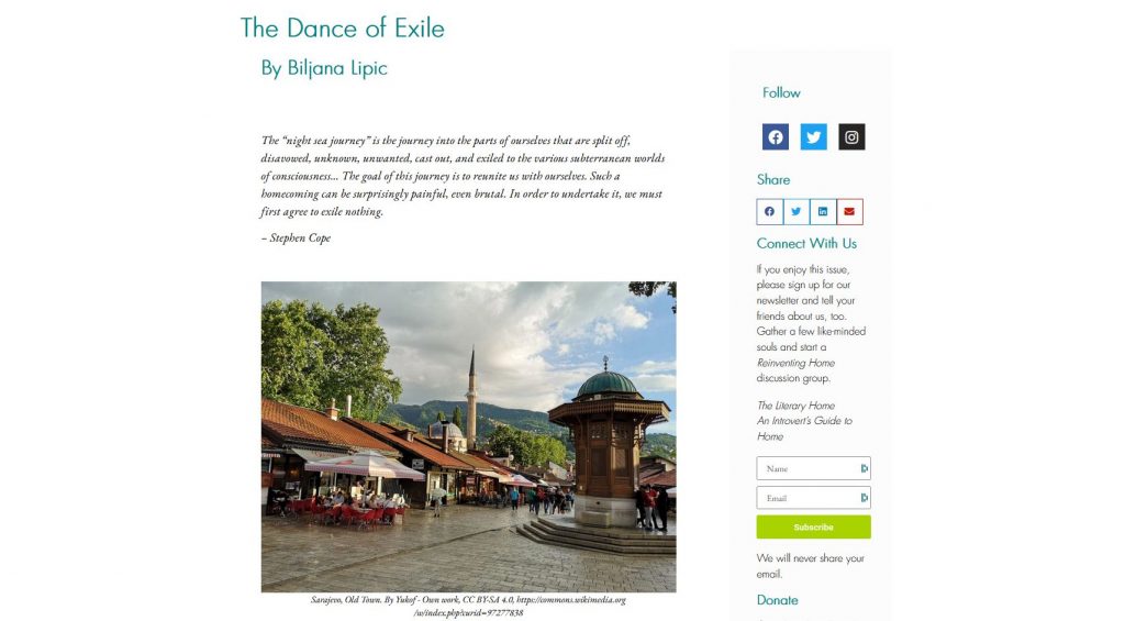 The Dance of Exile By Biljana Lipic, Re-inventing Home online magazine